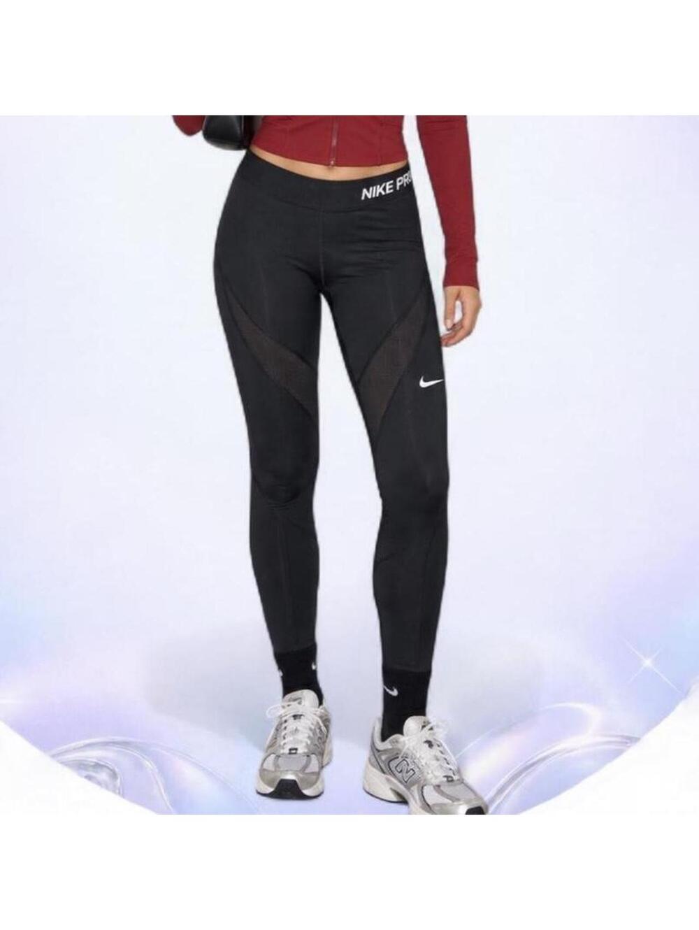Nike Pro Hypercool Black Mesh Training Leggings Size S